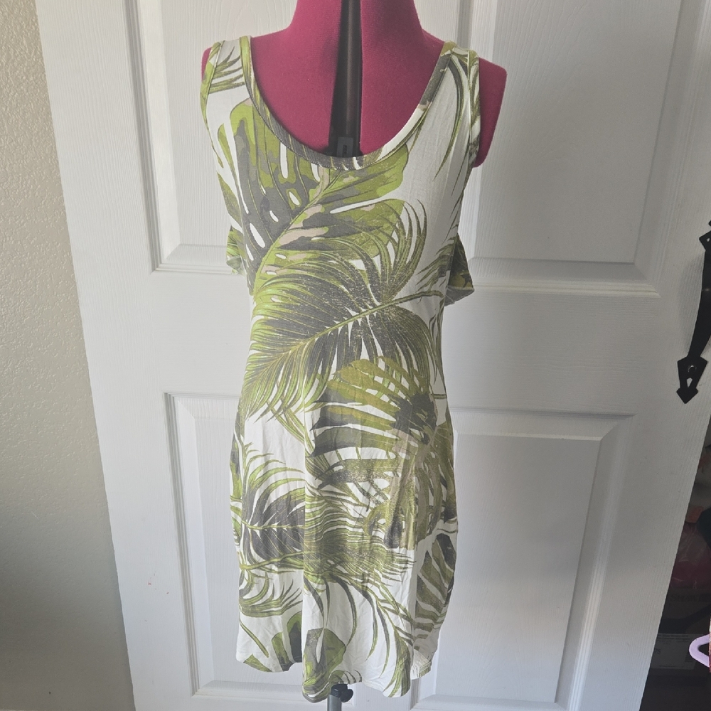 Chaser Green Palm Print Mini Dress